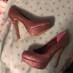 Rose gold multi glitter heels